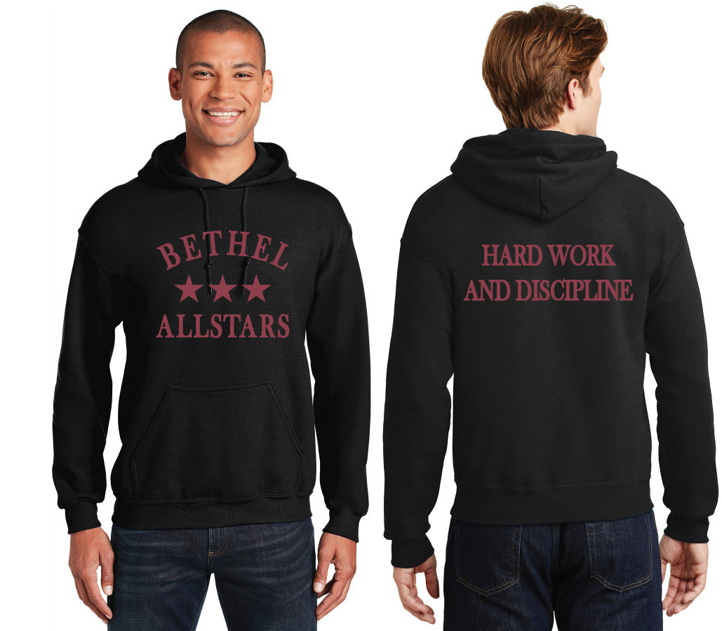 Bethel Allstar Junior Wrestling Adult Hooded Sweatshirt with Back Slogan