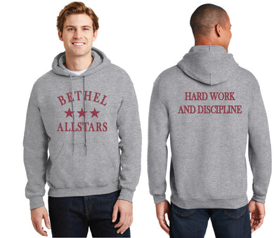 Bethel Allstar Junior Wrestling Adult Hooded Sweatshirt with Back Slogan