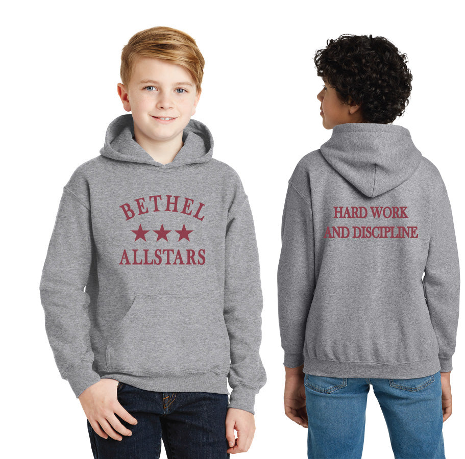 Bethel Allstar Junior Wrestling Youth Hooded Sweatshirt with Back Slogan